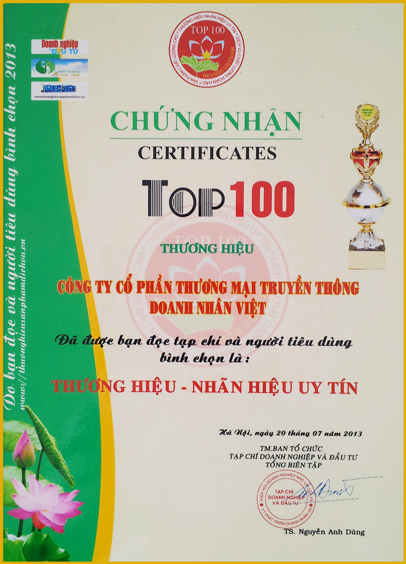 top 100 thương hiệu nhãn hiệu uy tín