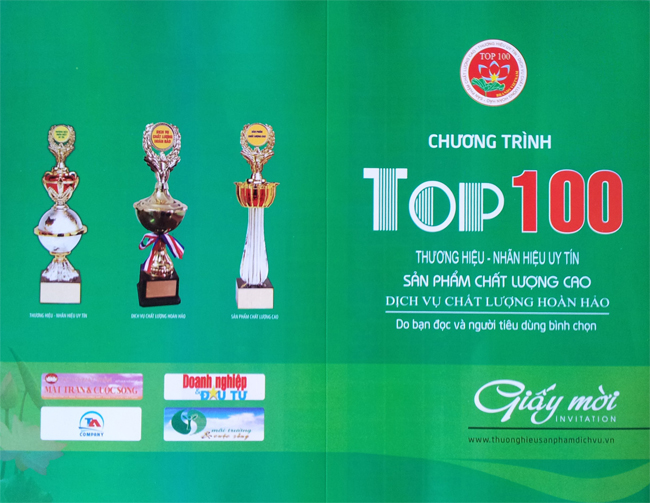 Top 100 thương hiệu - nhãn hiệu uy tín, sản phẩm chất lượng cao, dịch vụ chất lượng hoàn hảo 2013